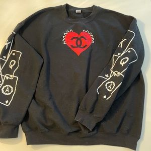 Chanel of hearts screenprinted crewneck